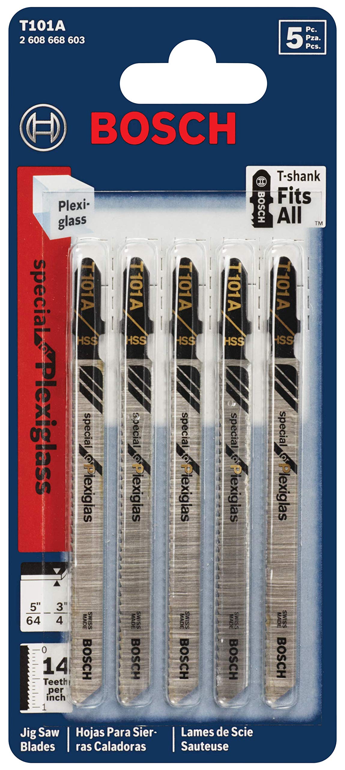 Foto 3 pulgar | Hojas De Sierra Caladora Bosch T101a, 5 Piezas, 4 Pulgadas, 14 Tpi, Para Plexiglás - Venta Internacional.