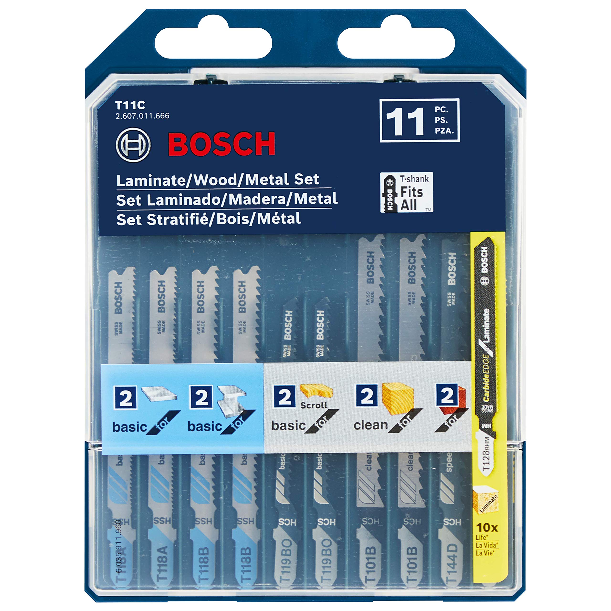 Foto 3 pulgar | Juego De Cuchillas Bosch T11c De 11 Piezas Sierra Caladora Laminada, Madera Y Metal Con Vástago En T - Venta Interna