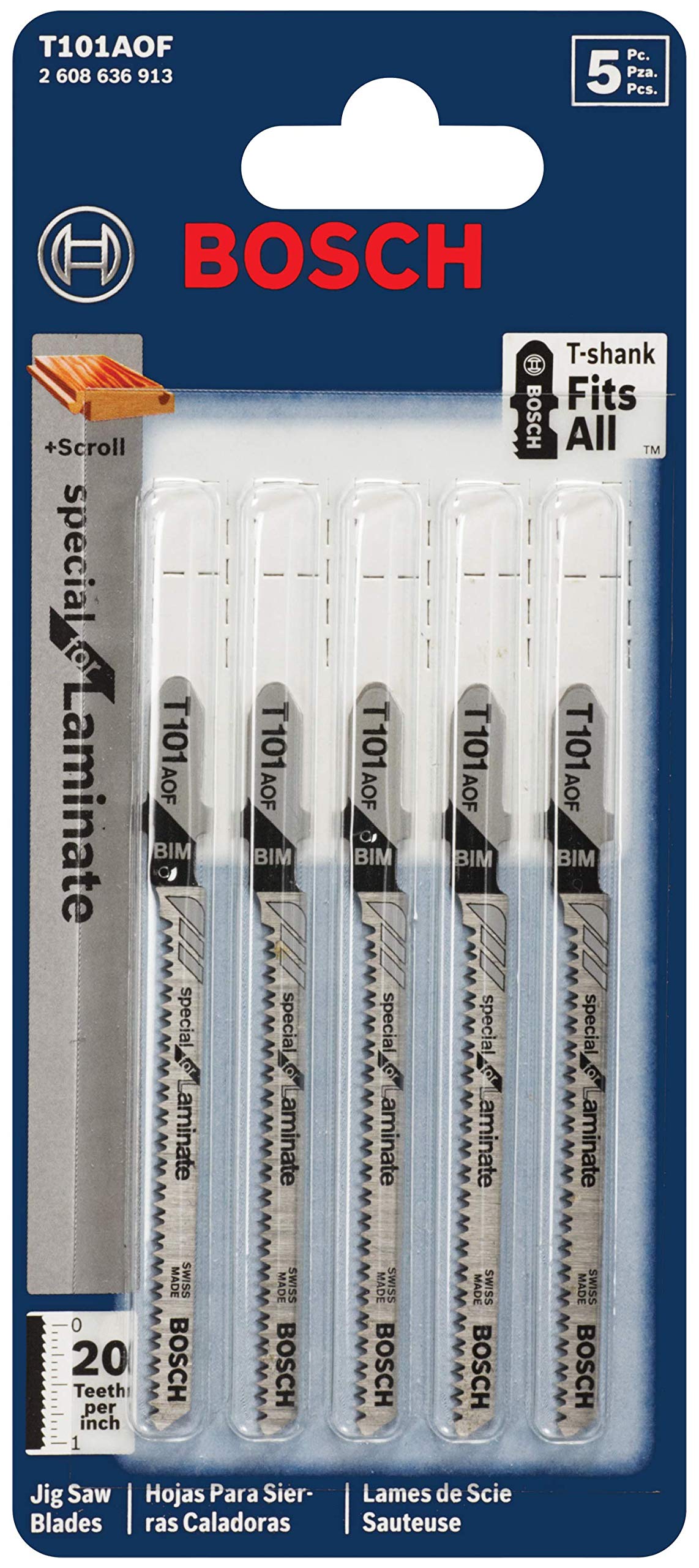 Foto 3 pulgar | Hojas De Sierra Caladora Bosch T101aof, 5 Piezas, 82 Mm, 20 Tpi, Para Laminado - Venta Internacional.