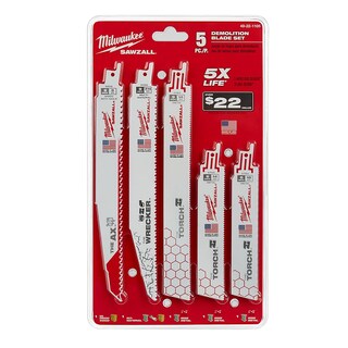Foto 1 | Juego de Cuchillas Milwaukee Demolition Sawzall 5 Piezas - Venta Internacional