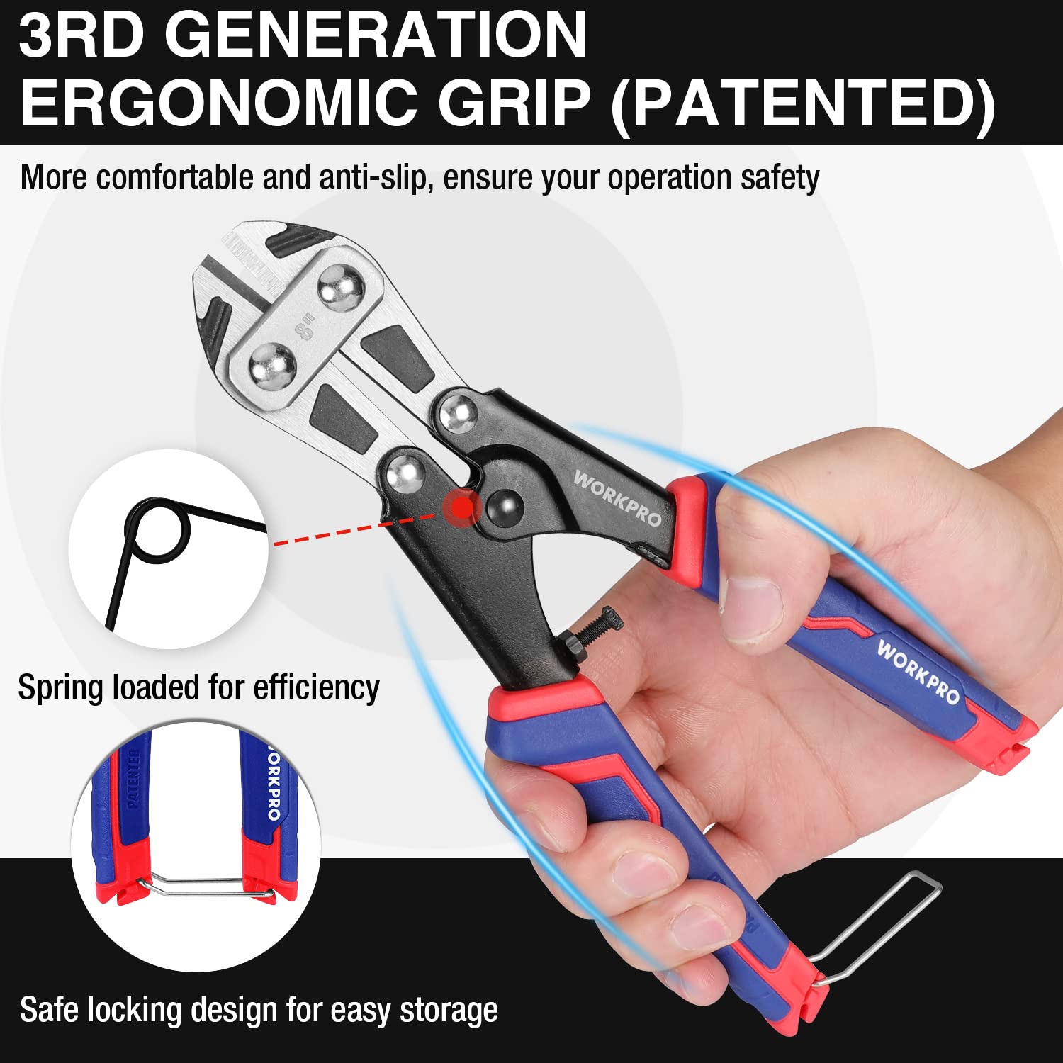 Foto 5 pulgar | Minicortador De Pernos Workpro, Cortador De Alambre Con Resorte De 20 Cm - Venta Internacional.