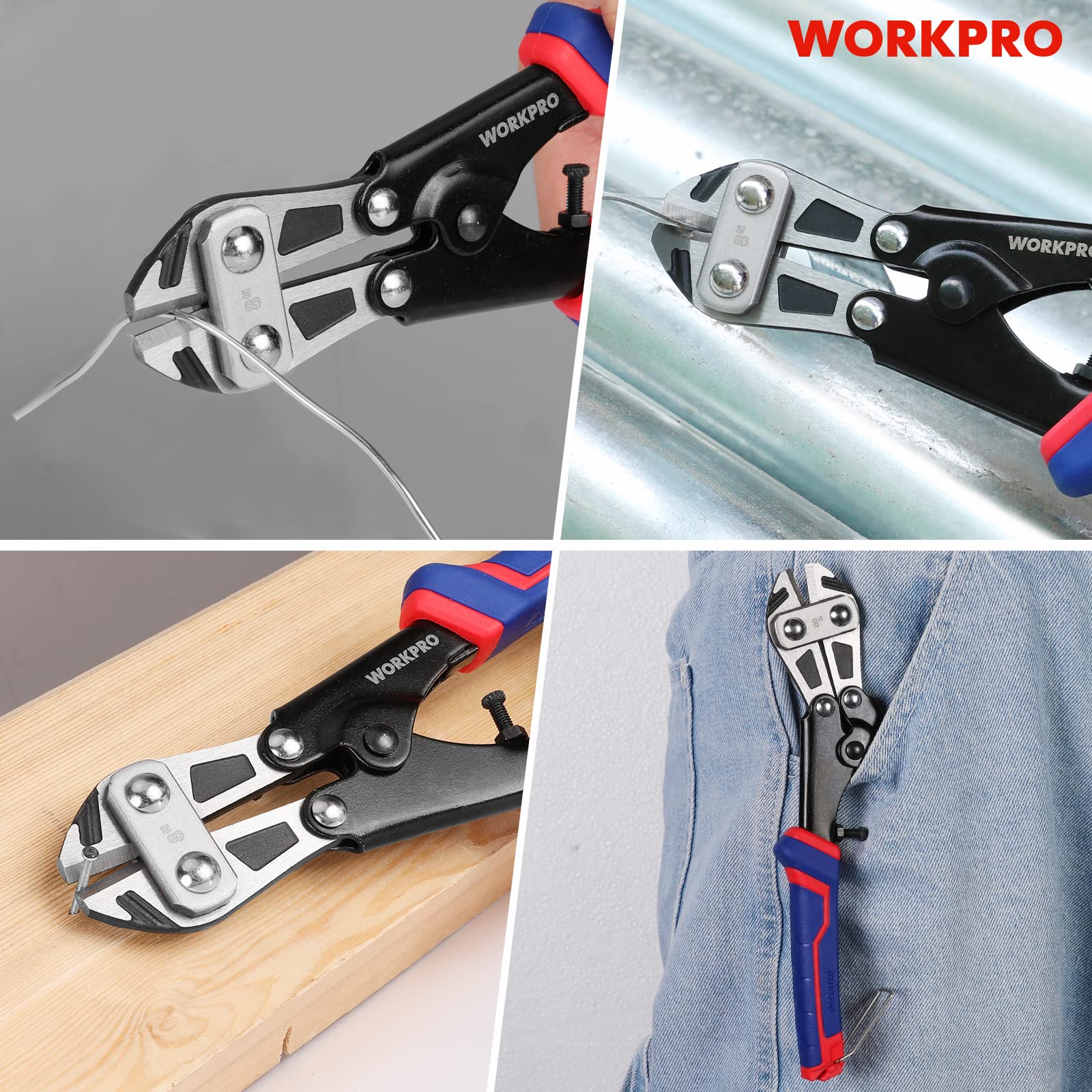 Foto 8 pulgar | Minicortador De Pernos Workpro, Cortador De Alambre Con Resorte De 20 Cm - Venta Internacional.
