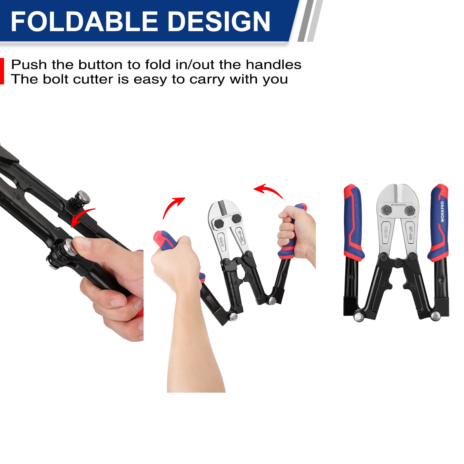 Foto 6 pulgar | Cortador De Pernos Workpro Plegable, 45 Cm, Acero Cromado Vanadio - Venta Internacional.