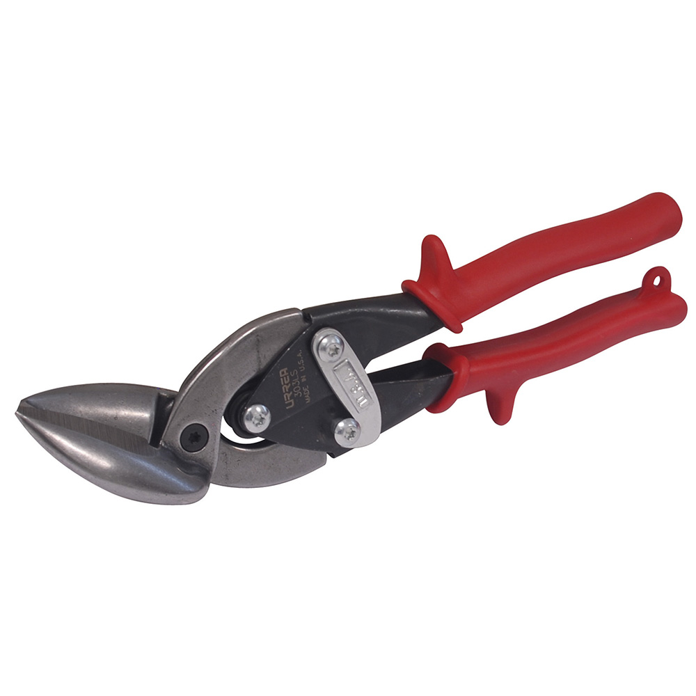 Tijera Con Mango Rubber Grip Para Hojalatero Tipo Aviación Acodada 15° Izquierda, 10'' Urrea