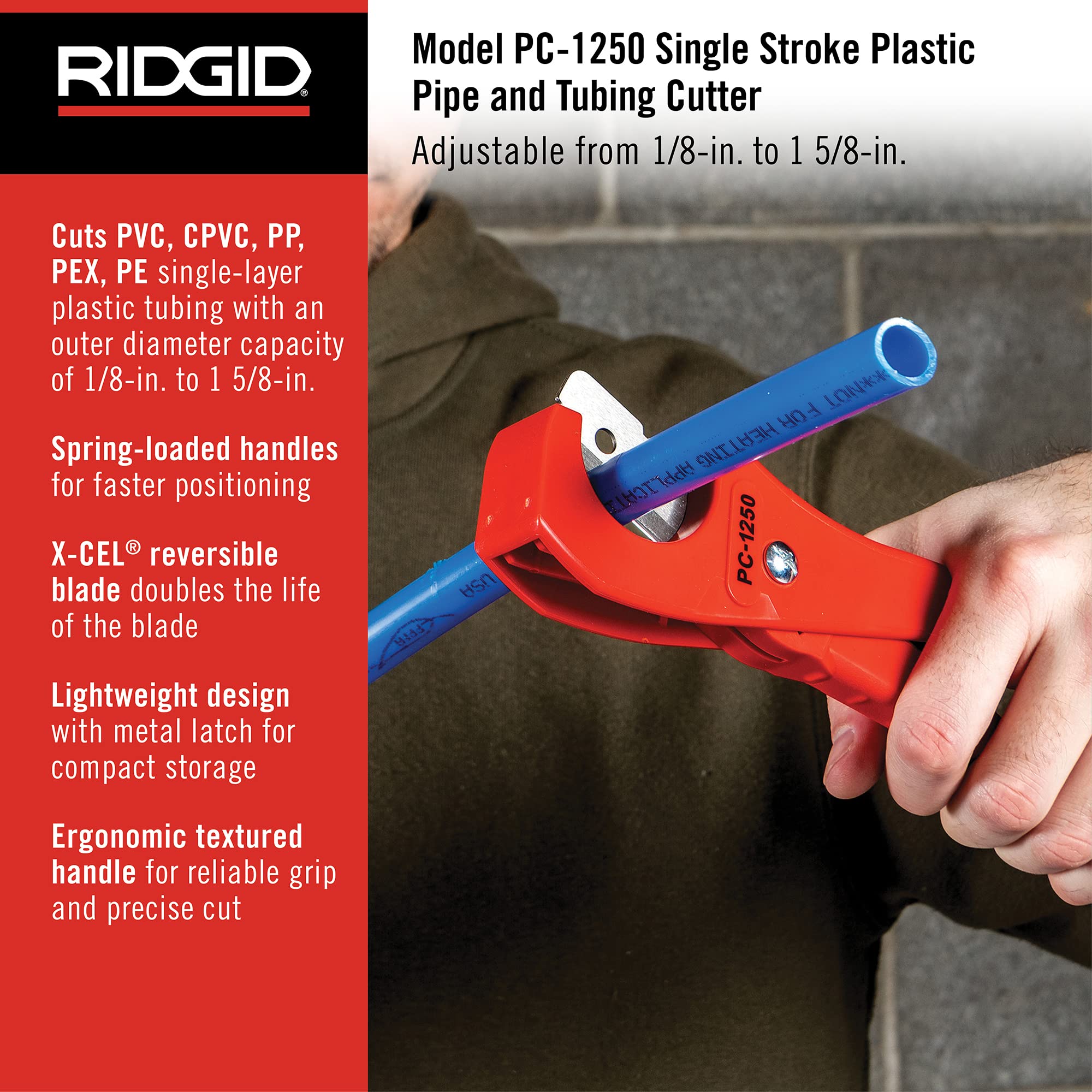 Foto 3 pulgar | Cortador De Tubos Y Tuberías Ridgid Pc-1250 Para Plástico De 3-42 Mm - Venta Internacional.