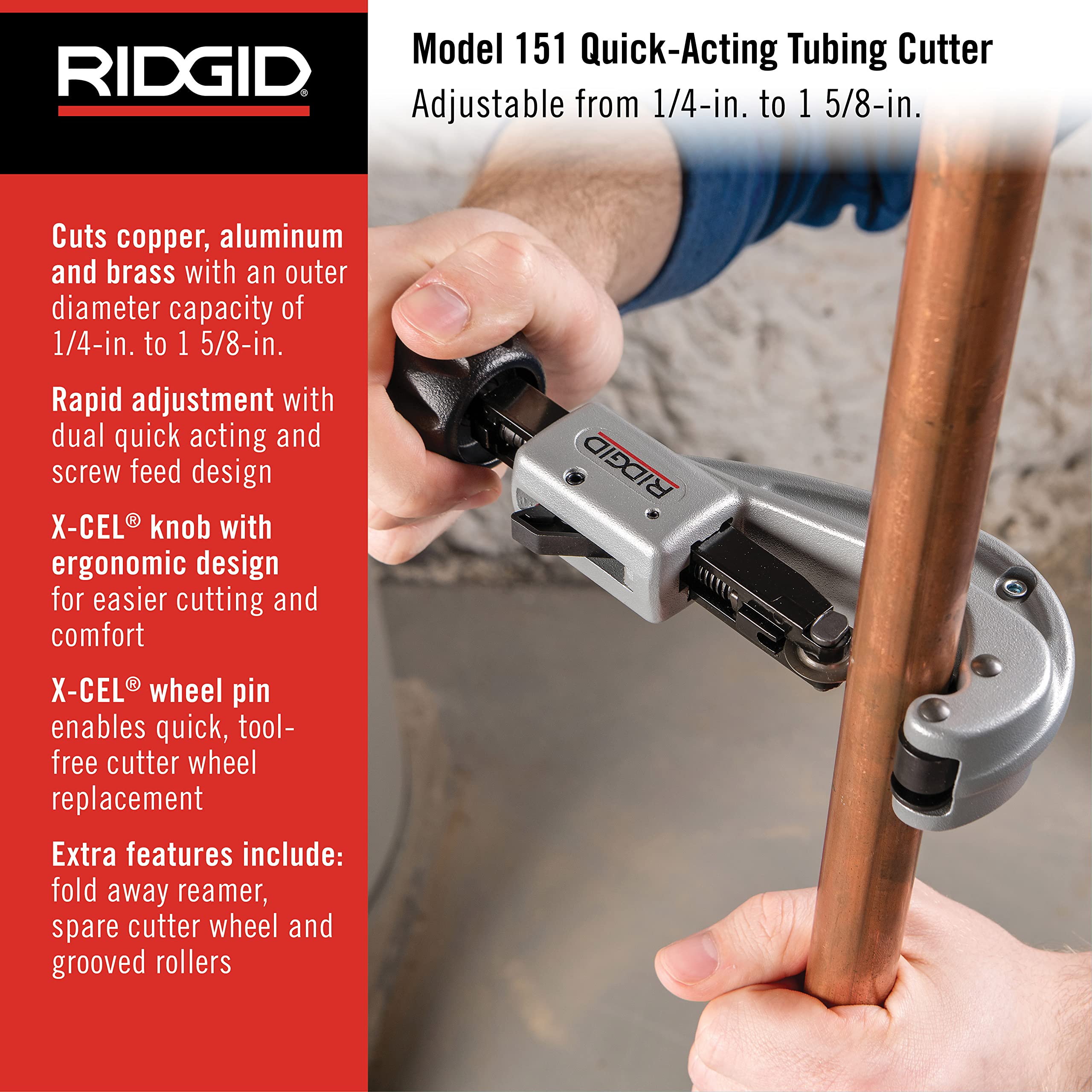 Foto 3 pulgar | Cortador De Tubos Ridgid 151 De 1/4 A 1-5/8 Pulgadas Para Cobre Y Latón - Venta Internacional.