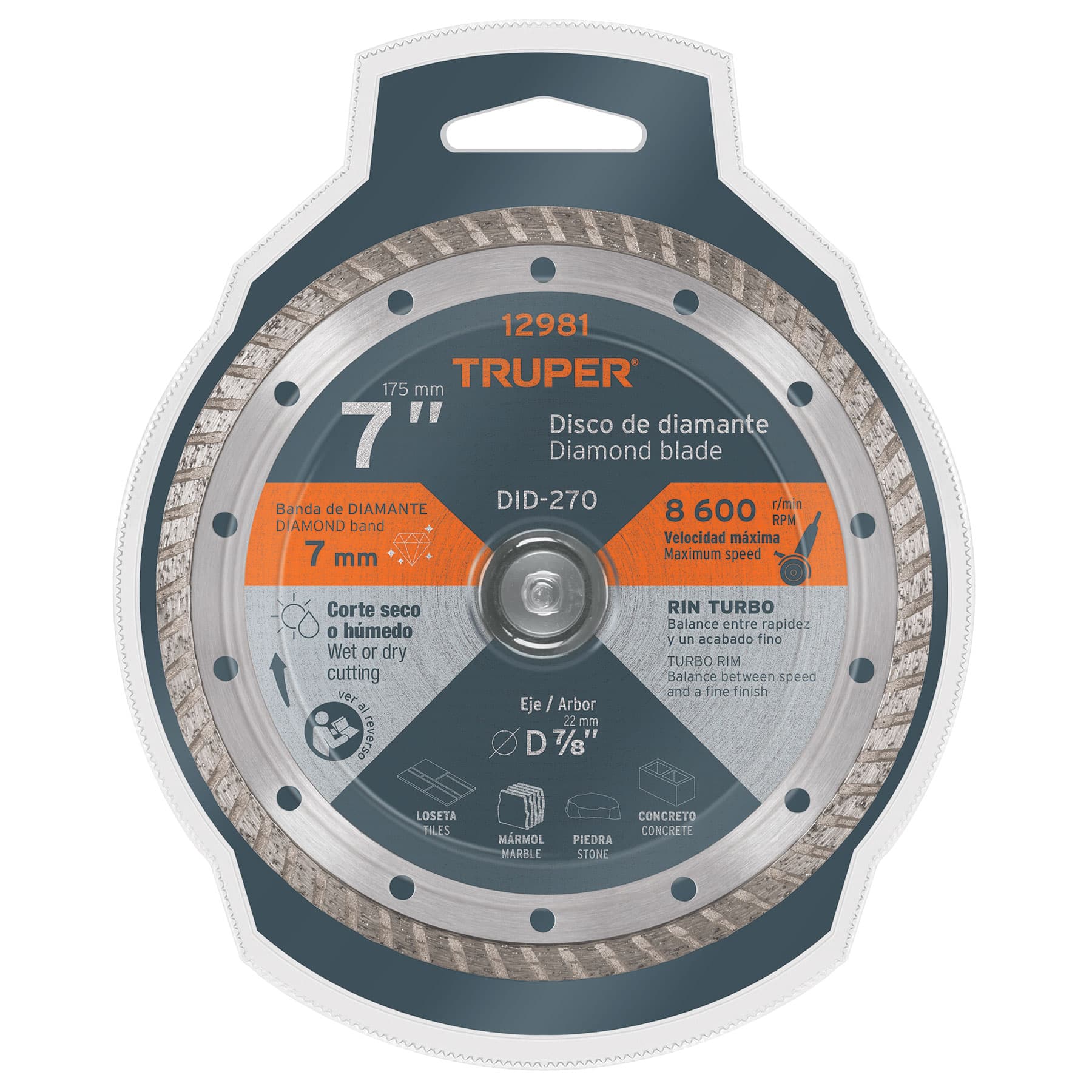 Foto 4 pulgar | Disco de Diamante Rin Turbo Diametro 7p Truper color Plateado