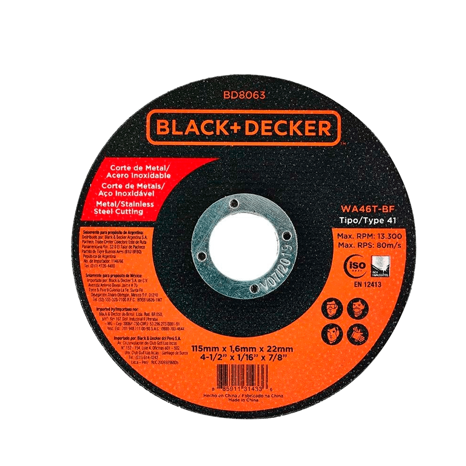 Disco Abrasivo Black+decker Ultra Delgado 4-1/2 Plg corte Metal