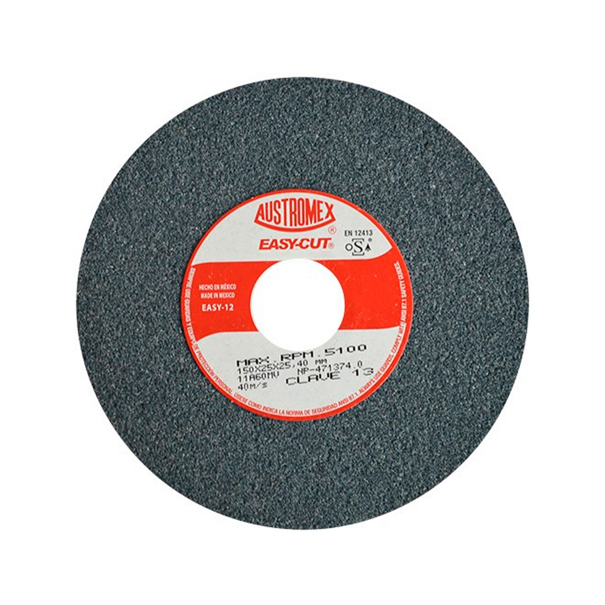 Piedra Abrasiva Austromex T-1 6”x1”x1” G60 Gris Medio Uso General-metal-esmerilar-afilar-herreria-forja (easy-cut)