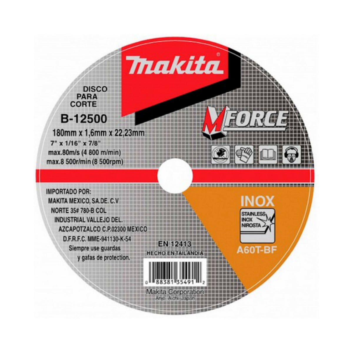 Disco Corte Makita Acero Inoxidable 7”x1.6mm X 7/8” Super Delgado $169