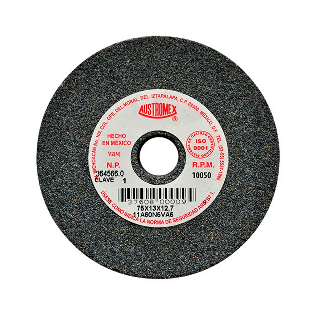 Piedra Abrasiva Austromex T-1 3”x1/2”x1/2” G60 Gris Medio Uso General-metal-esmerilar-afilar-herreria-forja