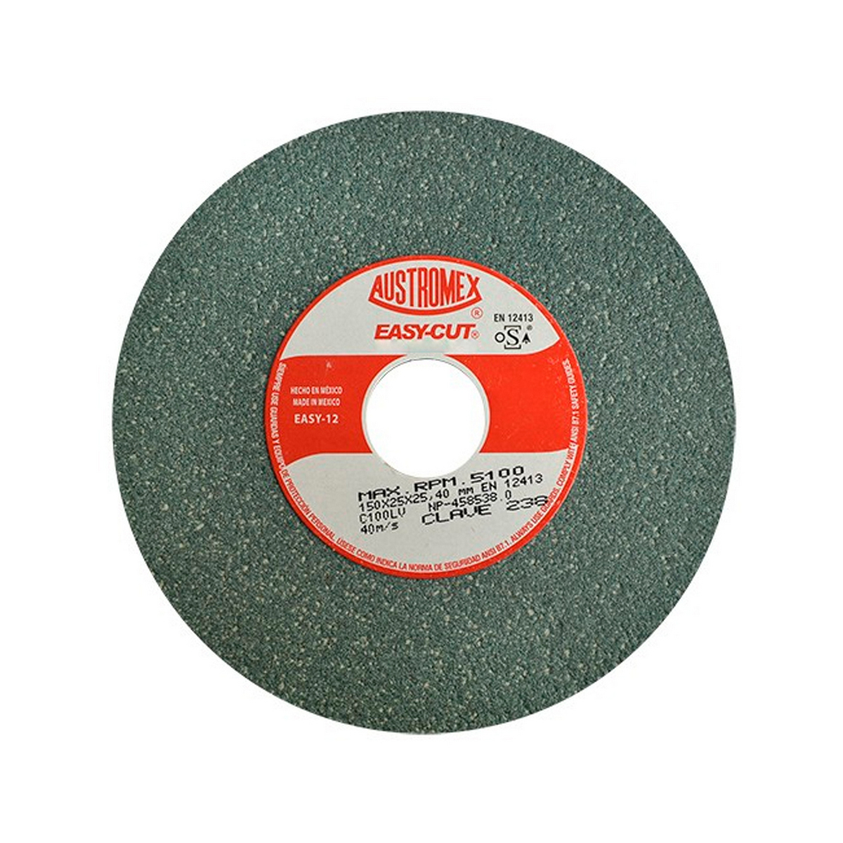 Piedra Abrasiva Austromex T-1 6”x1”x1” G100 Verde Fino Esmerilar-rectificar-afilar Con Tungsteno