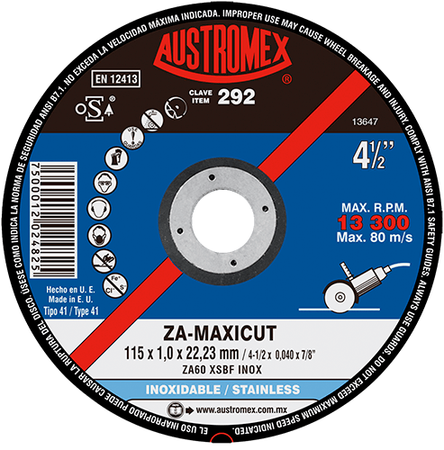 Disco de Corte para Acero Inoxidable Za-maxicut G-60 Austromex 292