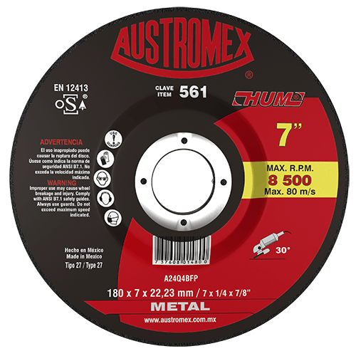 Disco de Desbaste para Metal con Adaptador Integrado Hum G-24 Austromex 561a