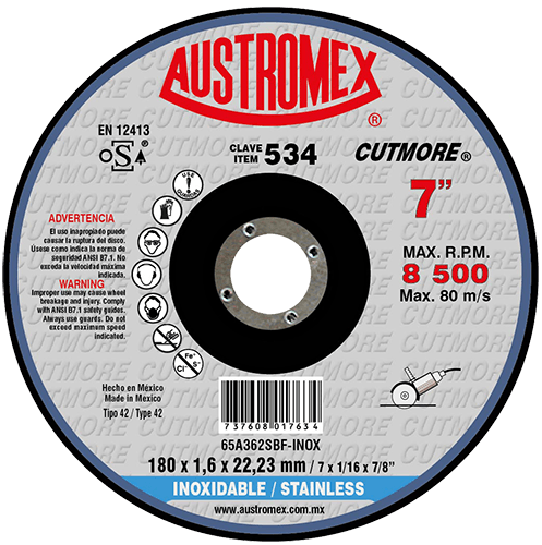 Disco de Corte para Acero Inoxidable Cutmore G-24 Austromex 534