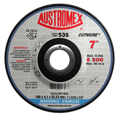 Disco de Corte y Desbaste para Acero Inoxidable Cutmore G-30 Austromex 535