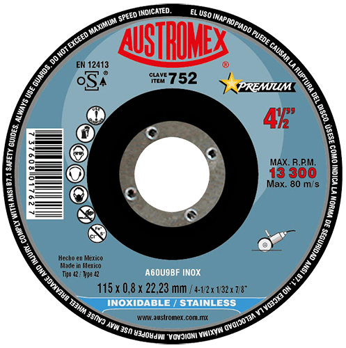 Disco de Corte Súper Preciso para Acero Inoxidable G60 Austromex 752