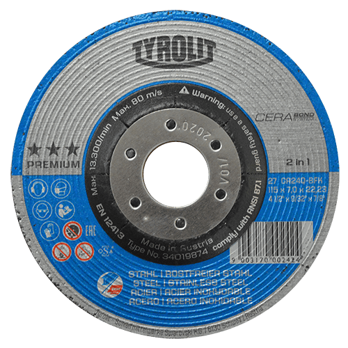 Foto 1 | Disco de Corte 2 en 1  para Acero Al Carbón E Inoxidable Tyrolit Cerabond G-24 Austromex 4224
