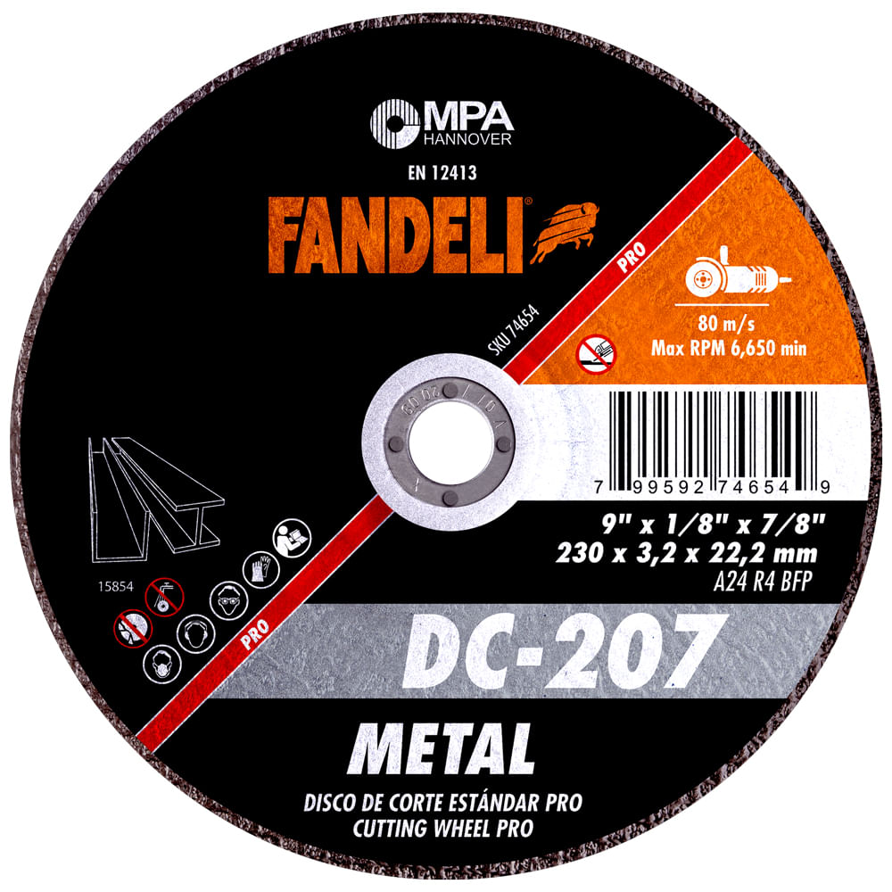 Disco de Corte Estándar Fandeli DC207 9 Plg 5 Piezas