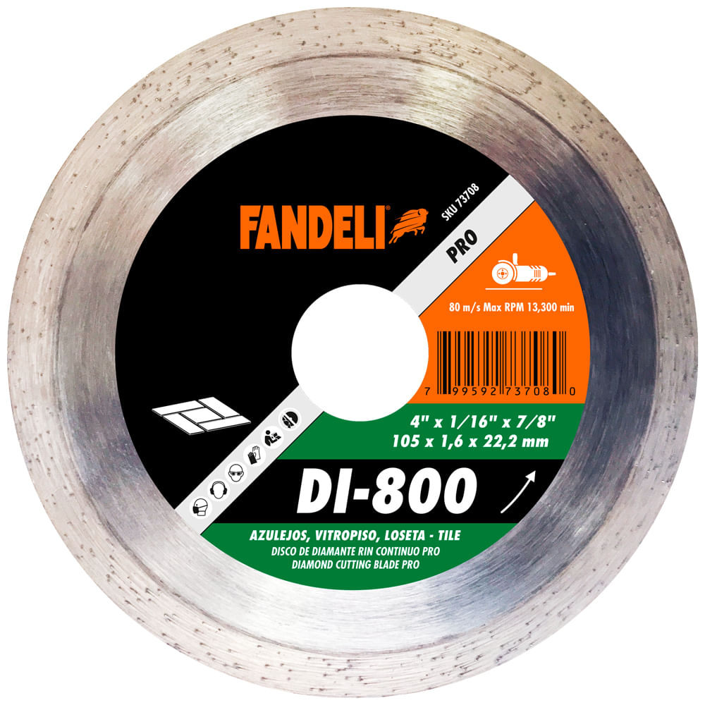 Disco de Diamante Rin Continuo Fandeli DI800 4 1/2 Plg