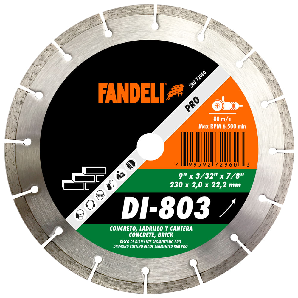 Disco Diamante Segmentado Fandeli Di803 9 Plg