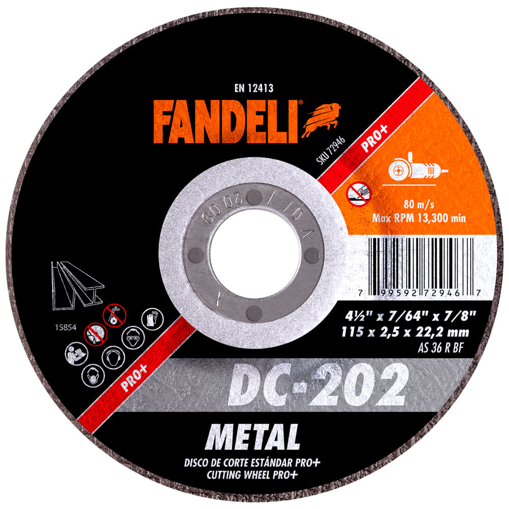 Disco Corte Std Metal Pro Fandeli Dc202 4.1/2 Plg 5 Pz