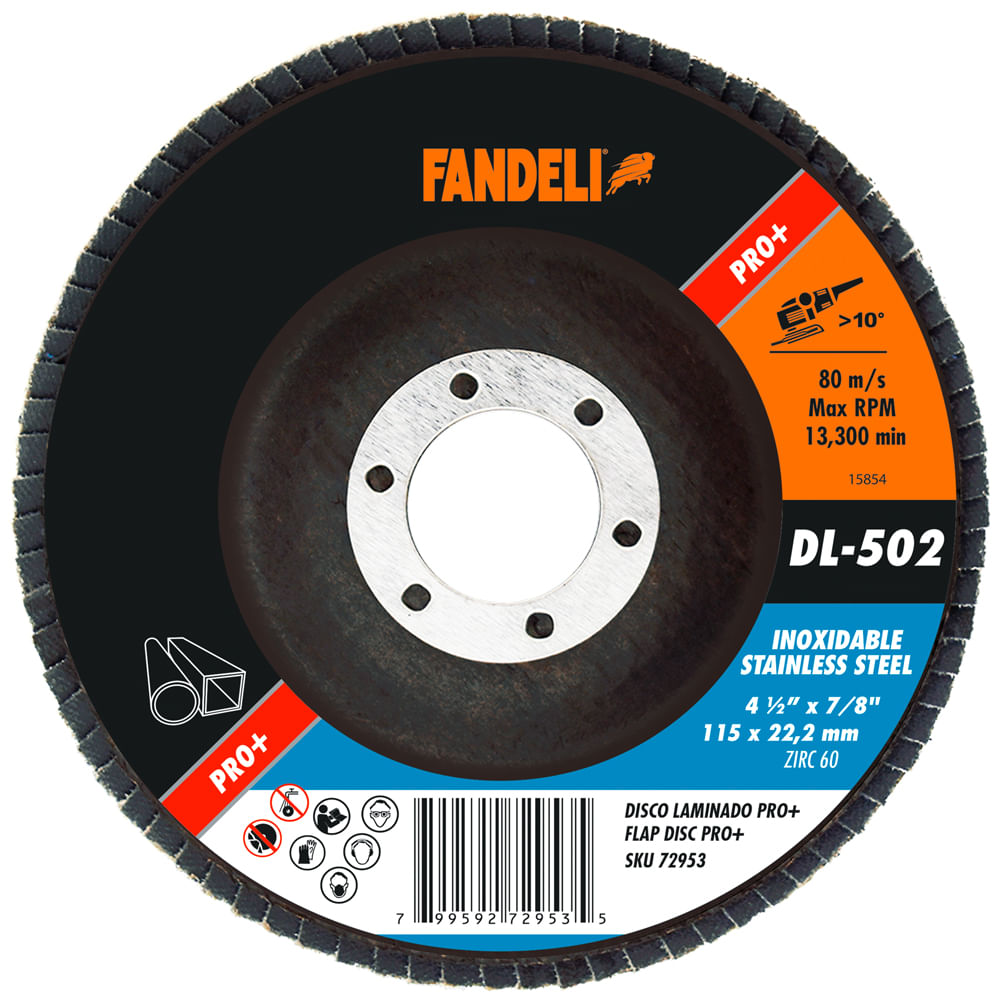 Disco Laminado Acero Inoxidable Fandeli Dl502 4 1/2 Plg 5 Piezas