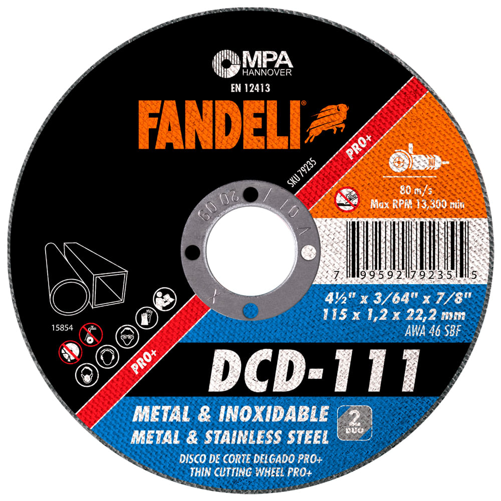 Disco Corte Delg Metal Fandeli 79235 4 1/2 Plg 10 Piezas