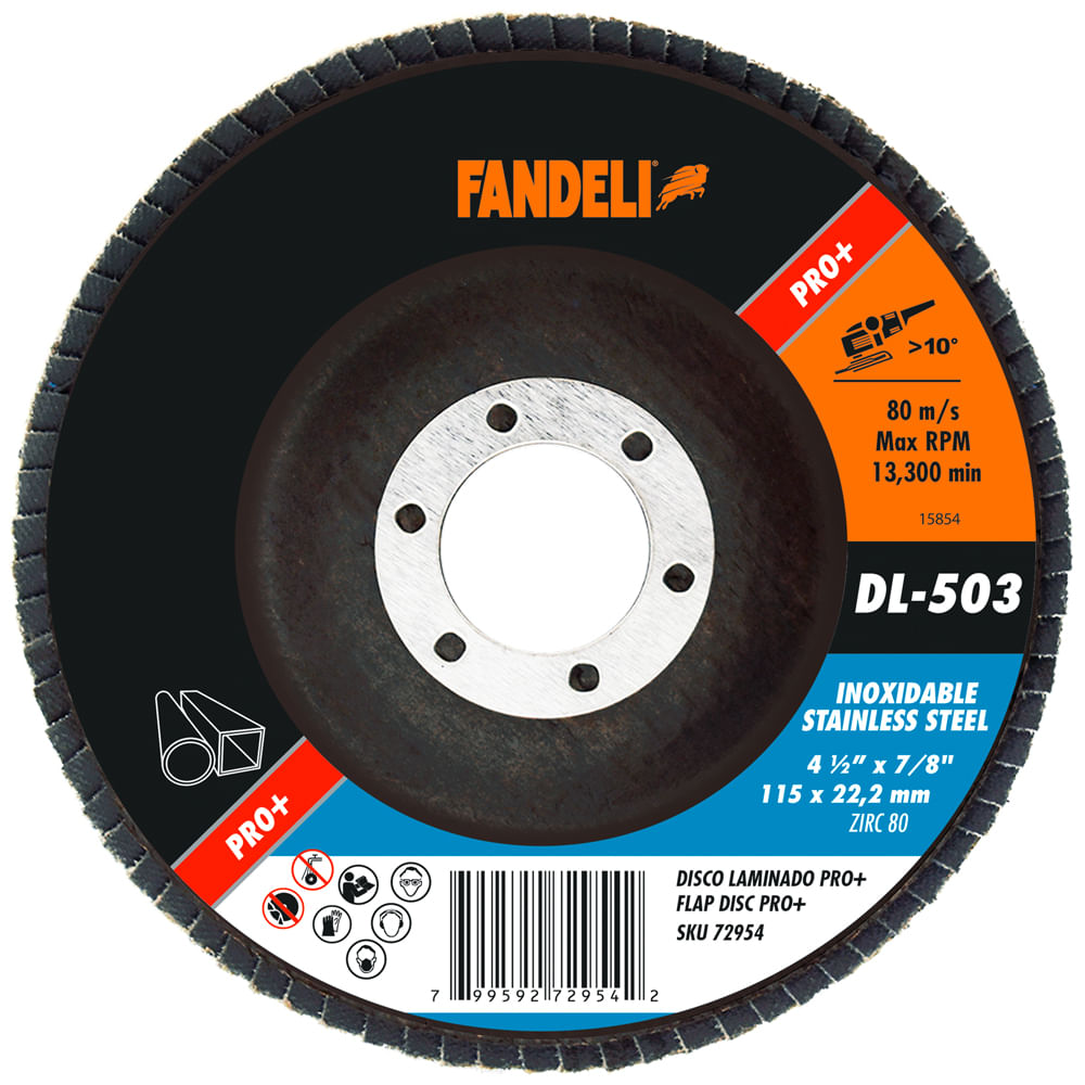 Disco Laminado Acero Inoxidable Fandeli Dl503 4 1/2 Plg 5 Piezas