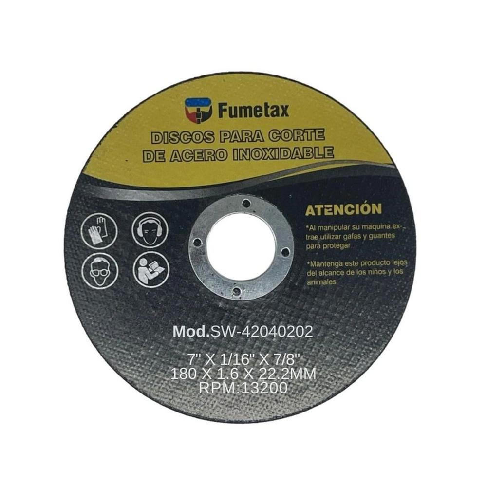 Discos Corte Acero Inoxidable Fumetax 7'' 1.6 mm