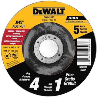 Foto 1 | Disco De Corte Dewalt Dw8424b5 De 4,5 Cm Para Metal (paquete De 5) - Venta Internacional.
