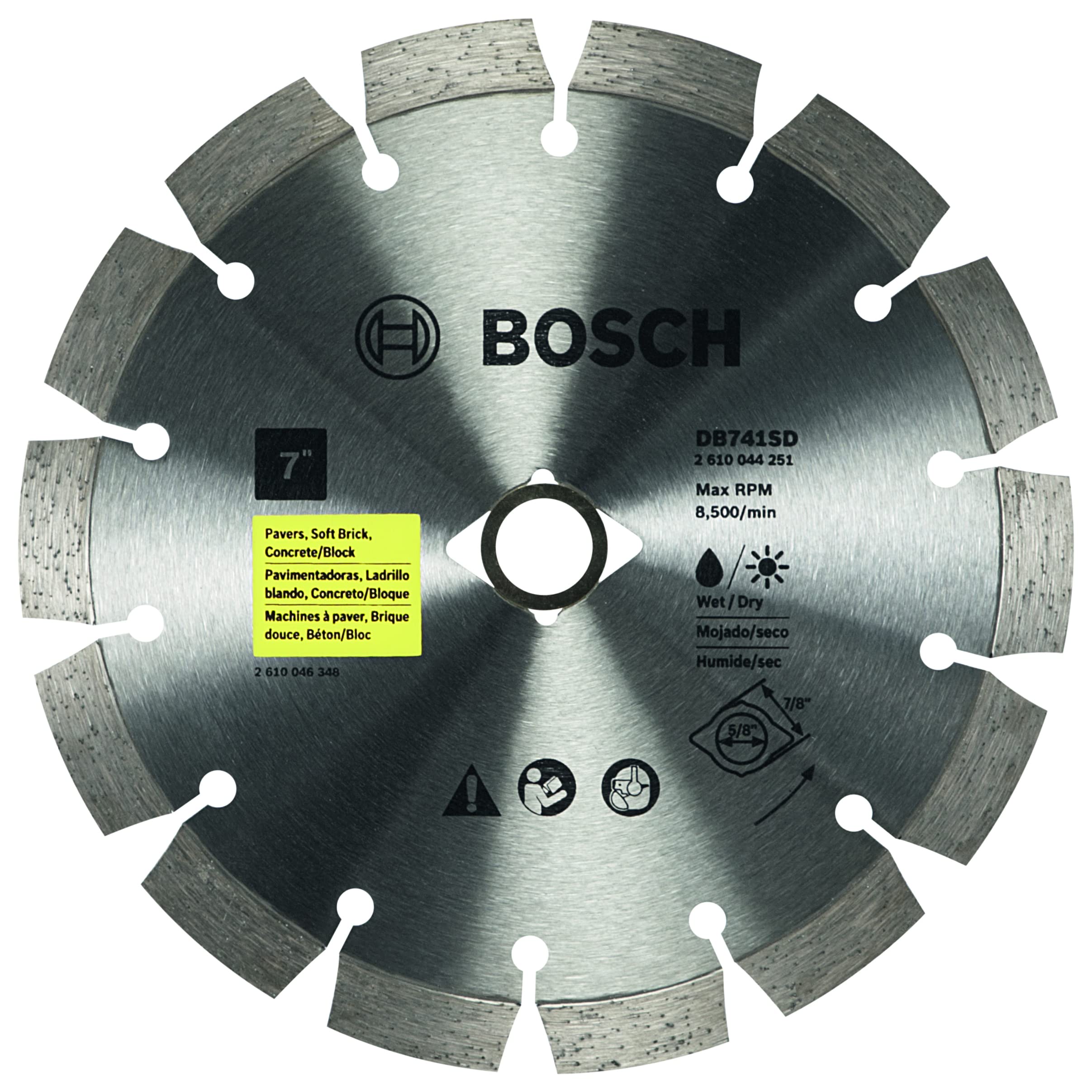 Disco de Diamante Bosch Db741sd De 7 Pulgadas Para Corte En Seco/Húmedo - Venta Internacional