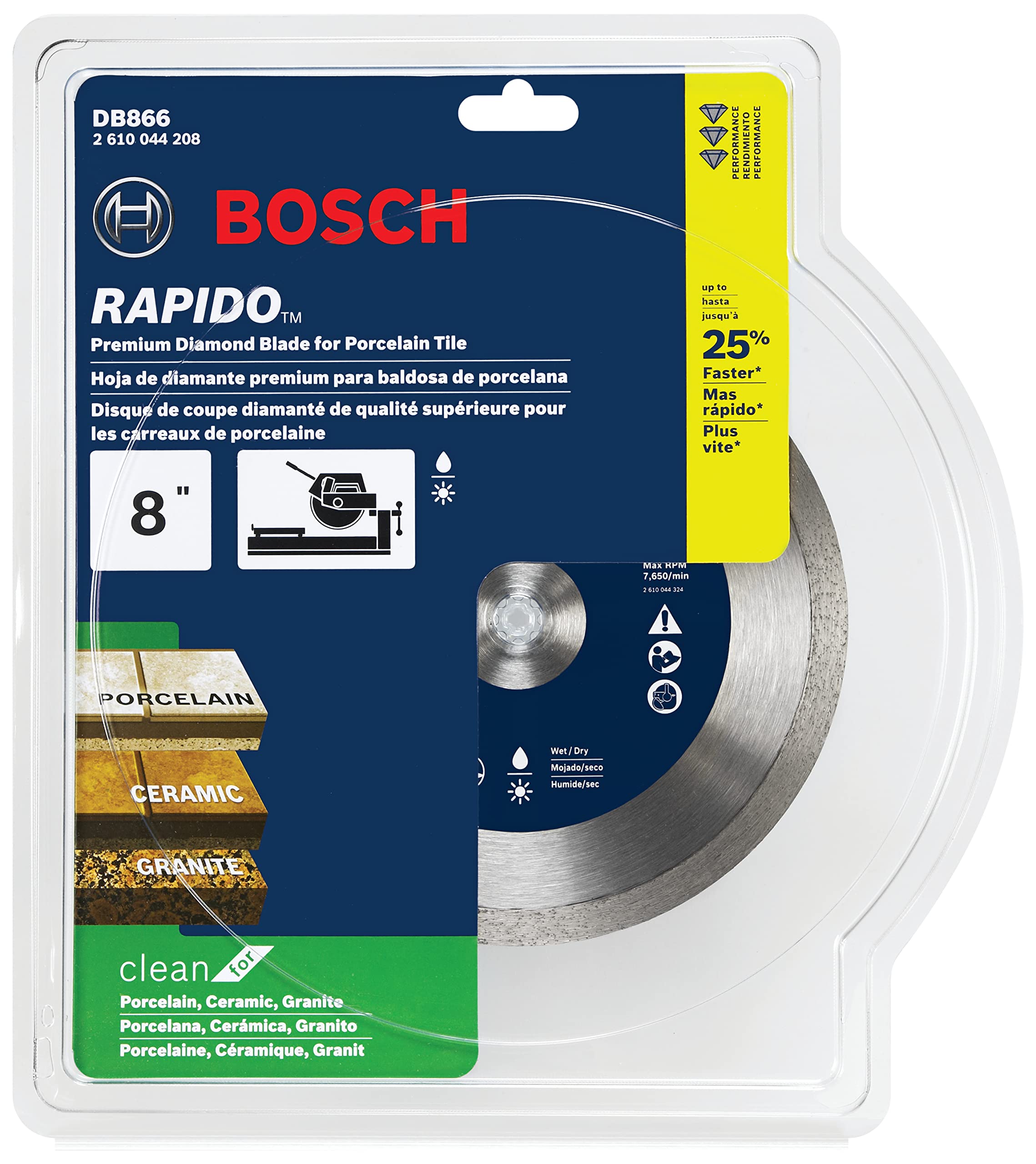 Foto 3 pulgar | Disco De Diamante Bosch Db866 Rapido Premium De 8 Pulgadas Para Porcelana - Venta Internacional.
