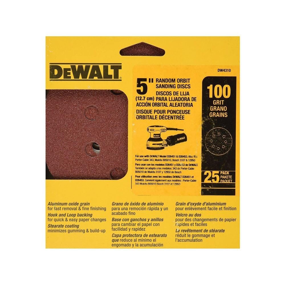 Foto 4 pulgar | Papel De Lija Dewalt Dw4310 Con Gancho Y Bucle De 100 Granos, 5 Pulgadas (paquete De 25) - Venta Internacional.