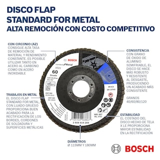 Foto 4 | Disco Flap Bosch Alto Rendimiento G-120 10 Pzas