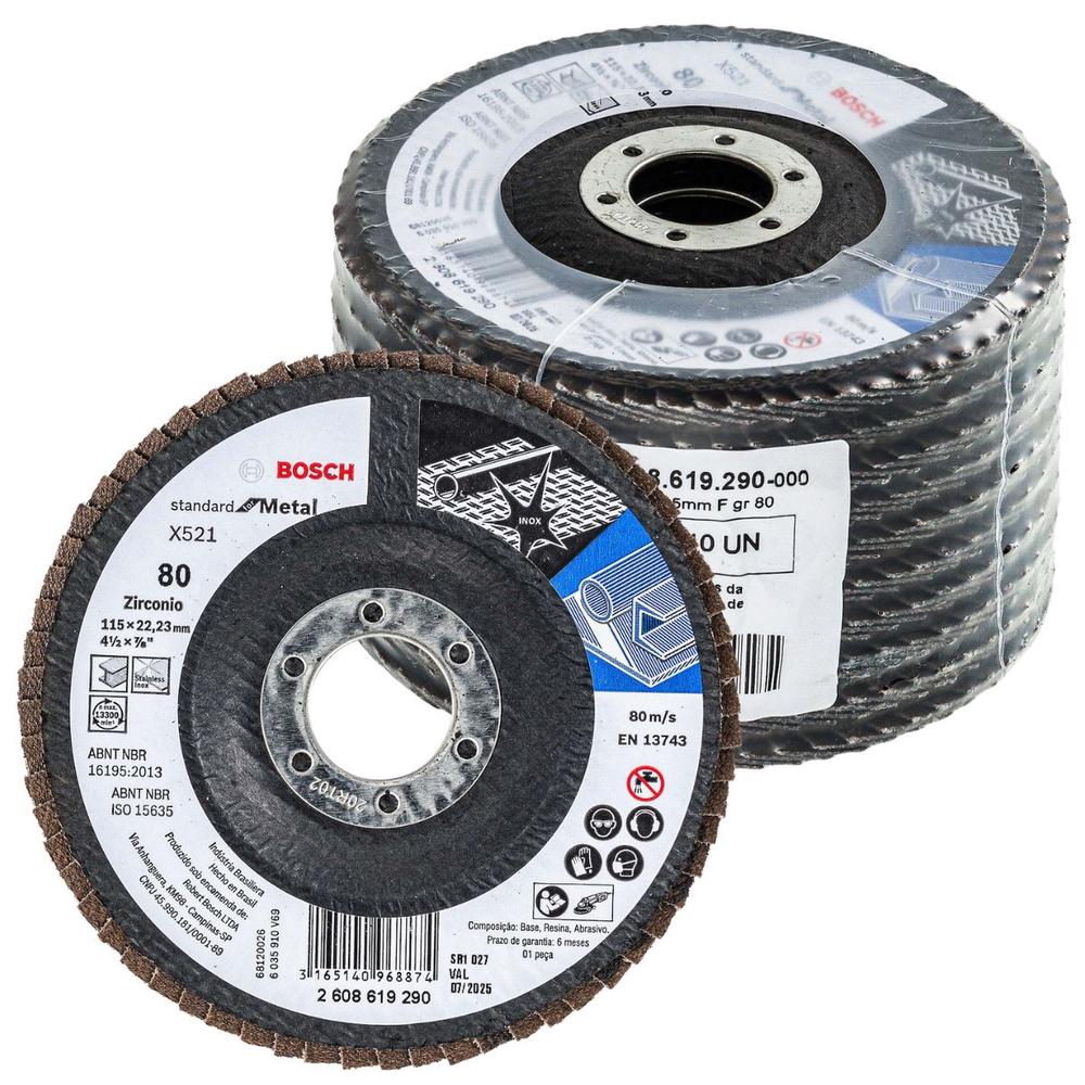 Foto 1 | Disco Flap Bosch 4 1/2 Desbaste Metal Grano 80 Pack 10 Pzas
