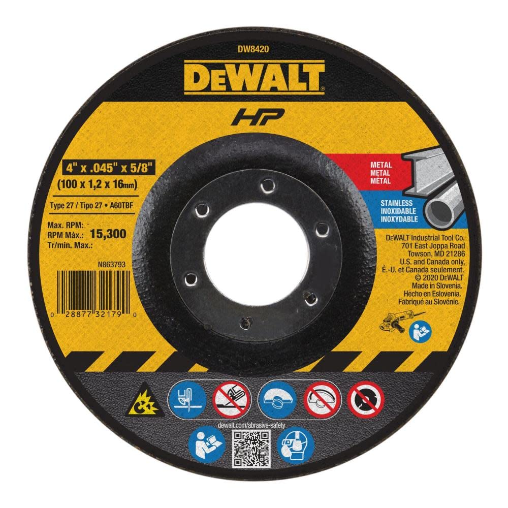 Disco De Corte Dewalt Dw8420 Tipo 27 4 X 1,1 X 1,6 Cm - Venta Internacional.
