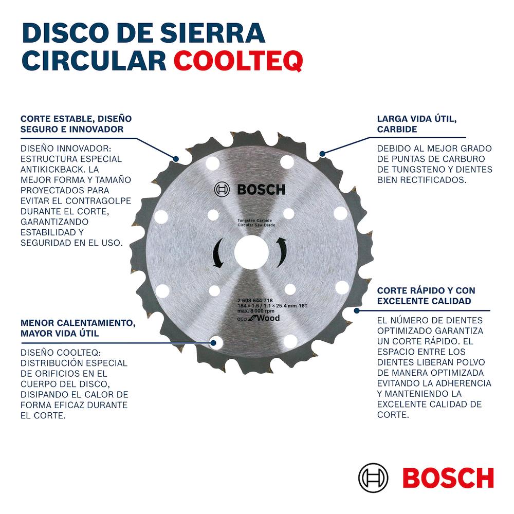 Foto 6 pulgar | Disco Sierra Bosch Circular 16 Dientes 7' Madera 2608644718