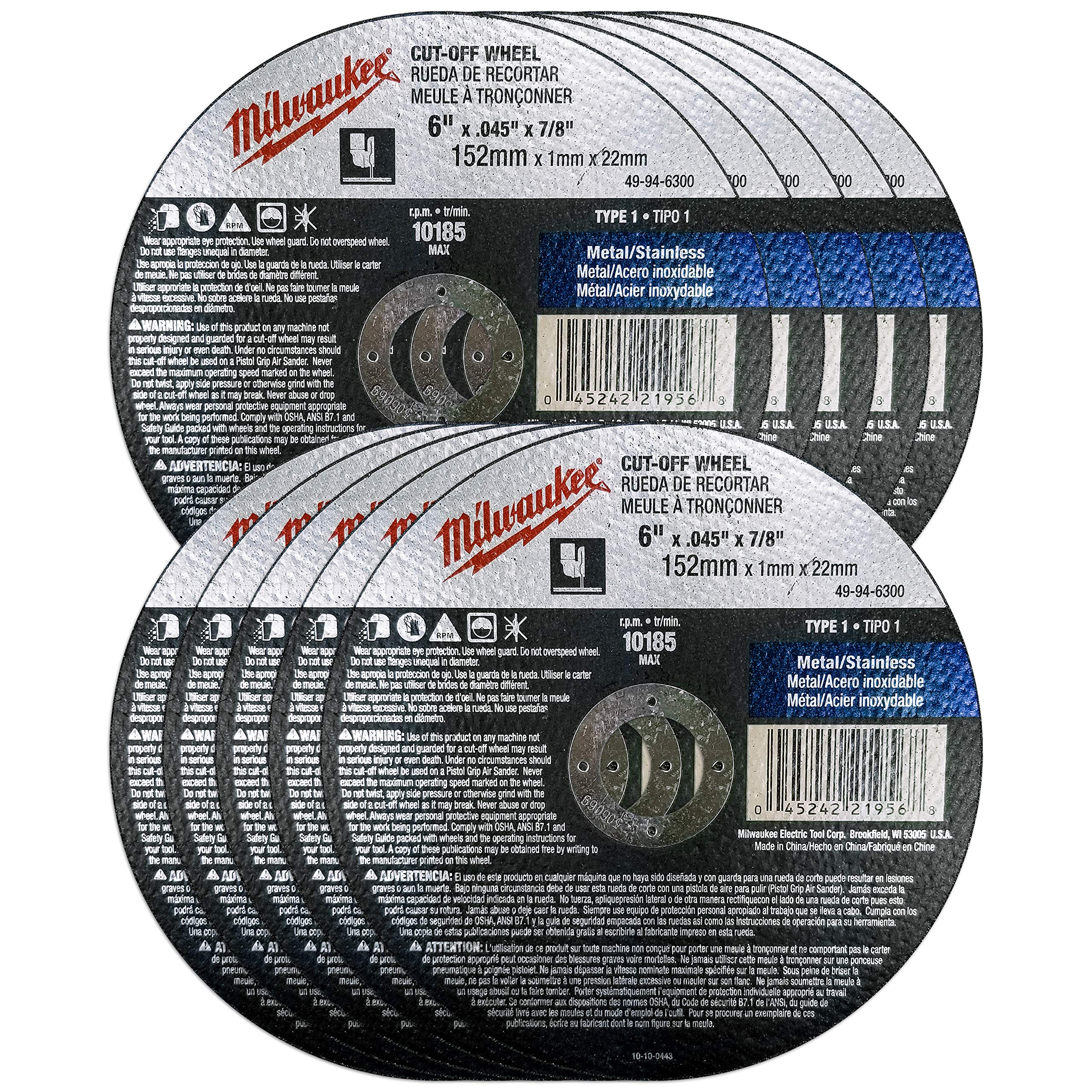 Foto 3 pulgar | Discos de Corte Milwaukee 6 x 1,5 x 22 mm para Amoladoras 10 Piezas - Venta Internacional