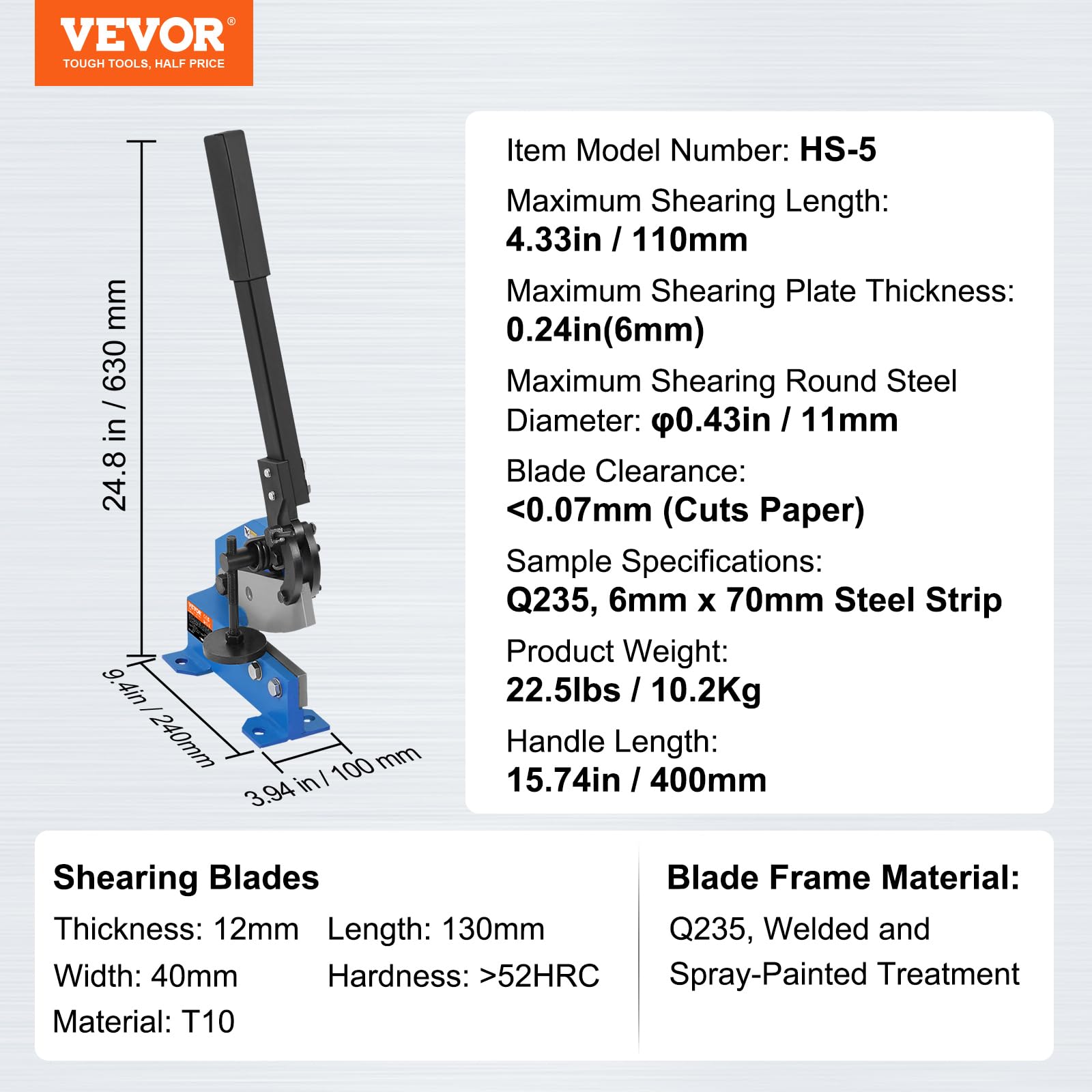 Foto 7 | Cortadora Manual De Metal Hand Plate Shear Vevor 5 De 6 Mm De Grosor - Venta Internacional.