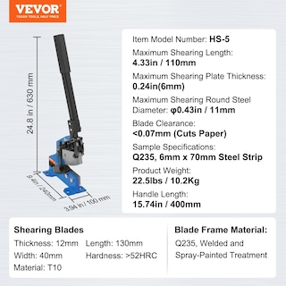 Foto 7 | Cortadora Manual De Metal Hand Plate Shear Vevor 5 De 6 Mm De Grosor - Venta Internacional.