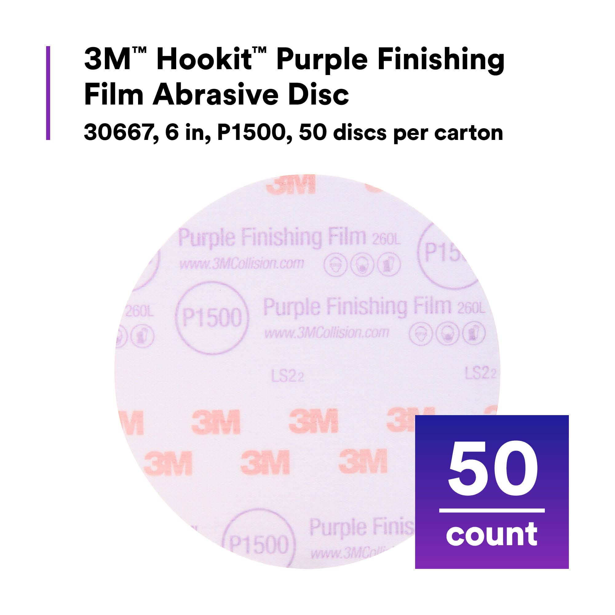Foto 4 pulgar | Disco Abrasivo 3m Hookit Purple Finshing Film 30667 1500+ 6 Pulgadas - Venta Internacional.