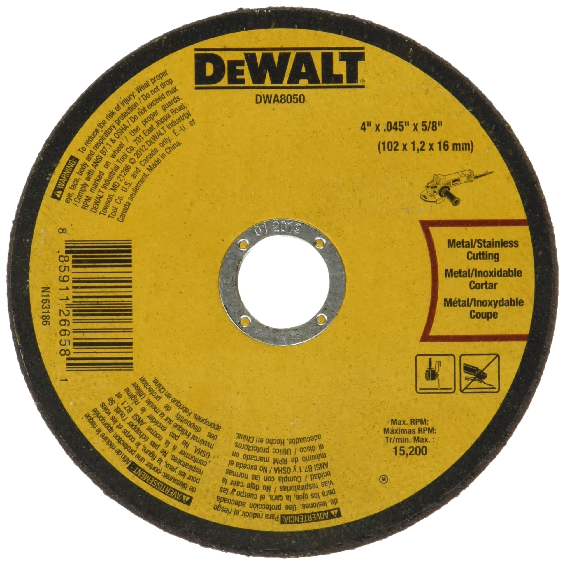 Disco De Corte Dewalt Dwa8050 T1 4 X 1,1 X 16 Cm Para Metal - Venta Internacional.