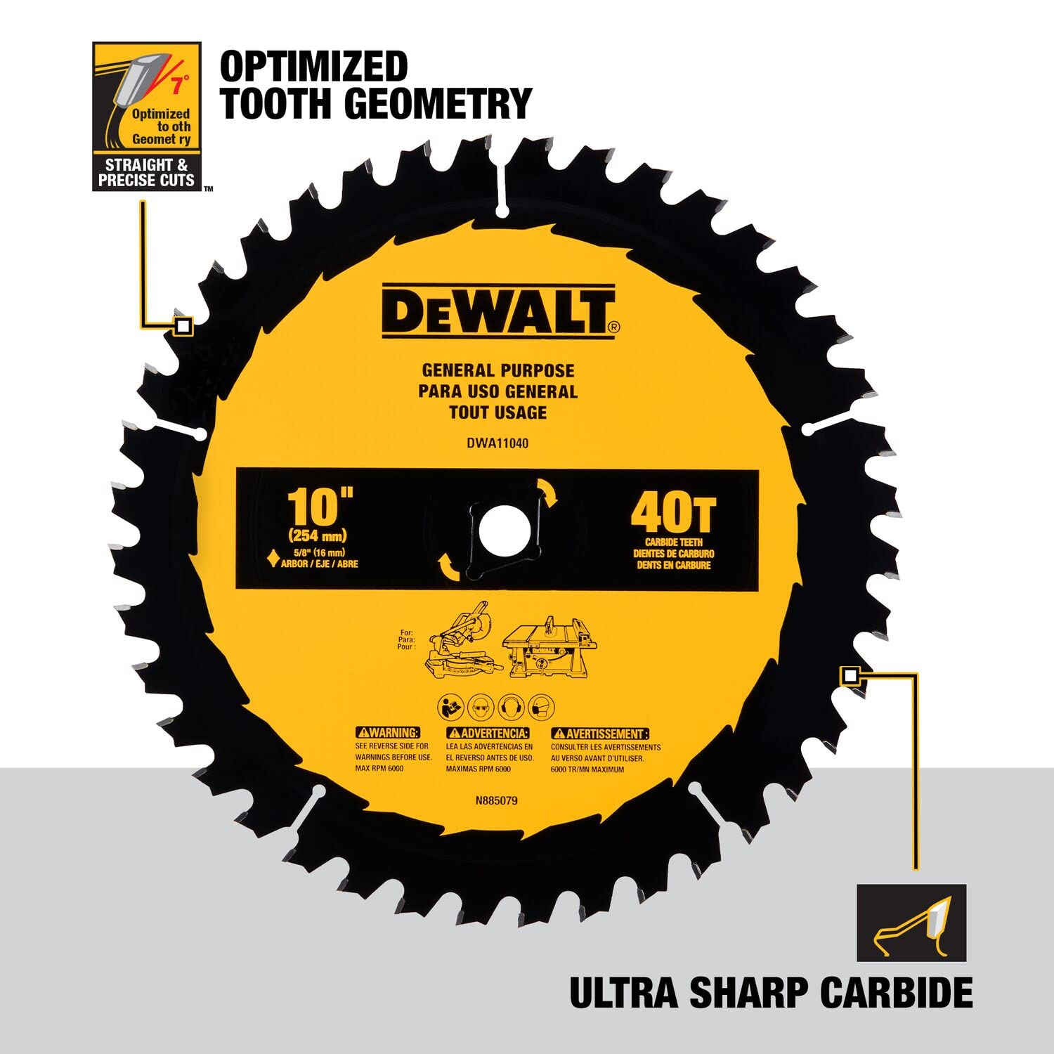 Foto 3 pulgar | Hoja De Sierra De Mesa Dewalt Dwa11040, 10 Pulgadas, 40 Dientes, Carburo - Venta Internacional.