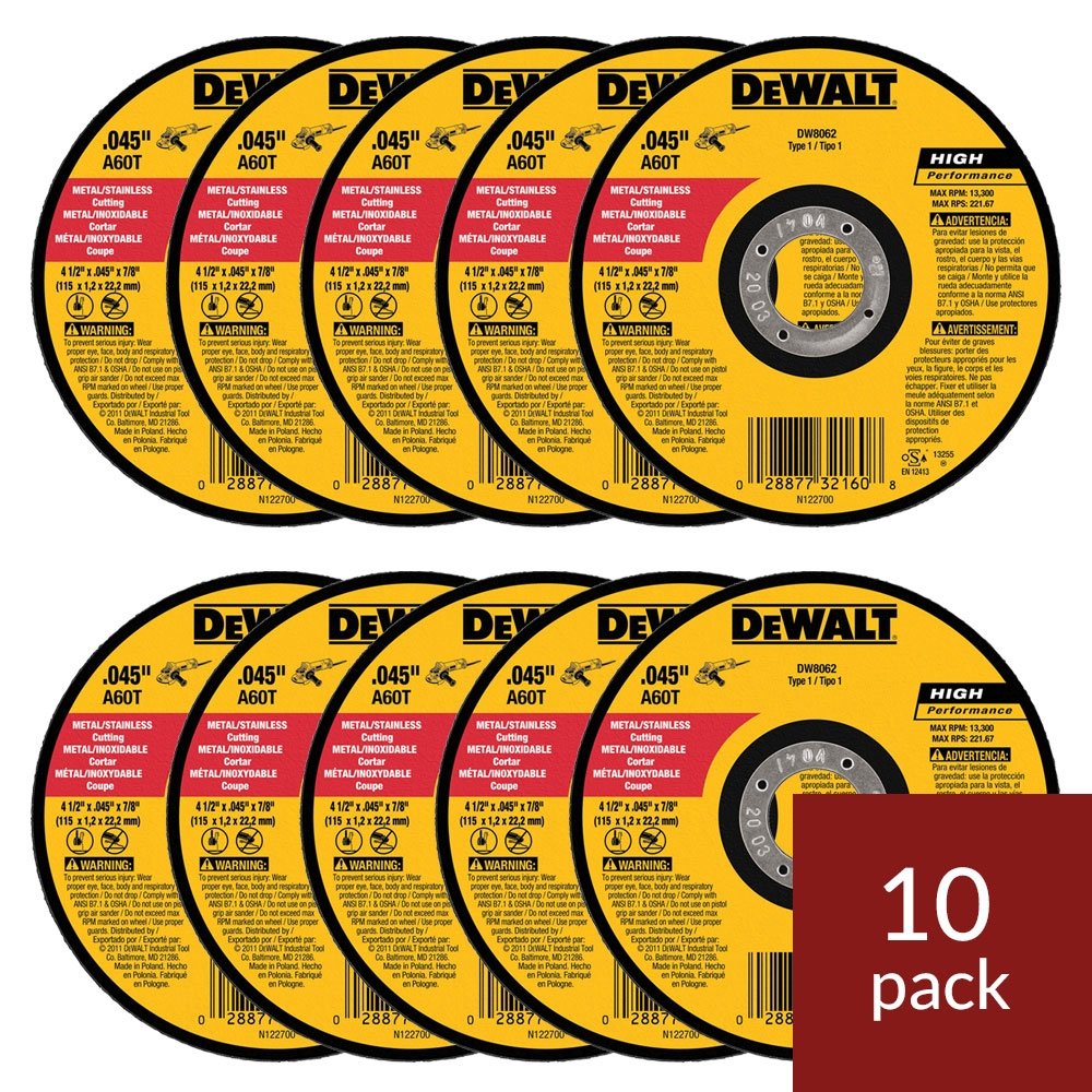 Foto 3 pulgar | Disco De Corte Dewalt Dw8062 Para Amoladora Angular De Metal, 4.5 Pulgadas, Paquete De 10 - Venta Internacional.