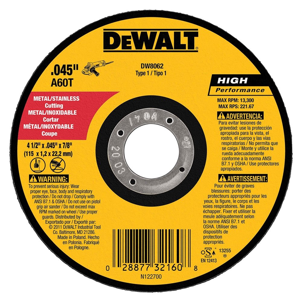 Foto 4 pulgar | Disco De Corte Dewalt Dw8062 Para Amoladora Angular De Metal, 4.5 Pulgadas, Paquete De 10 - Venta Internacional.
