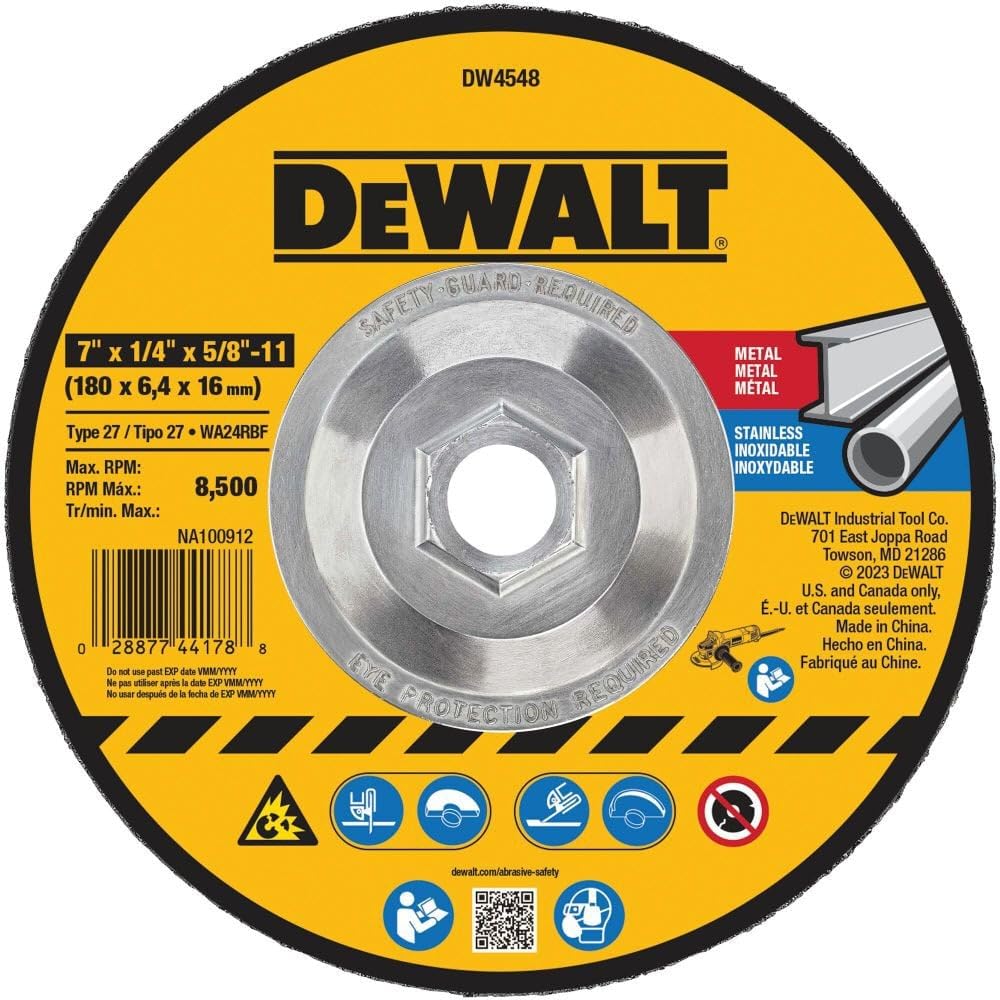 Disco Abrasivo De Corte Dewalt De 7 Pulgadas X 1/4 Pulgadas X 5/8 Pulgadas - Venta Internacional.