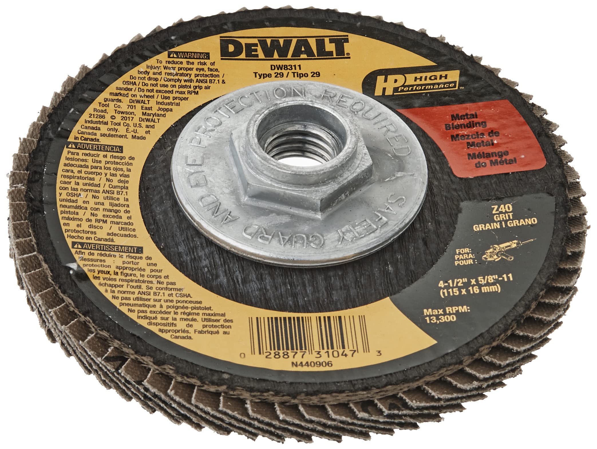 Foto 3 | Disco Amoladora Angular Dewalt Dw8311, Circonita De Grano 36, 4,5 Pulgadas - Venta Internacional.