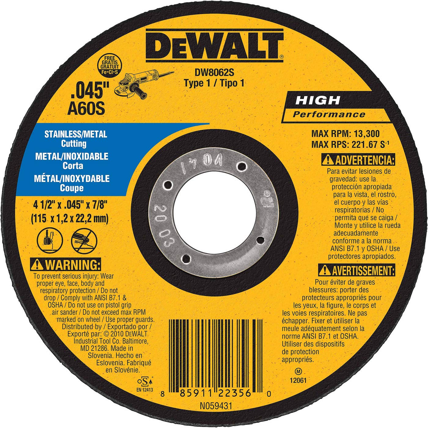 Foto 2 pulgar | Disco De Corte Dewalt Dw8062s Cree Thin De 4.5 Pulgadas - Venta Internacional.
