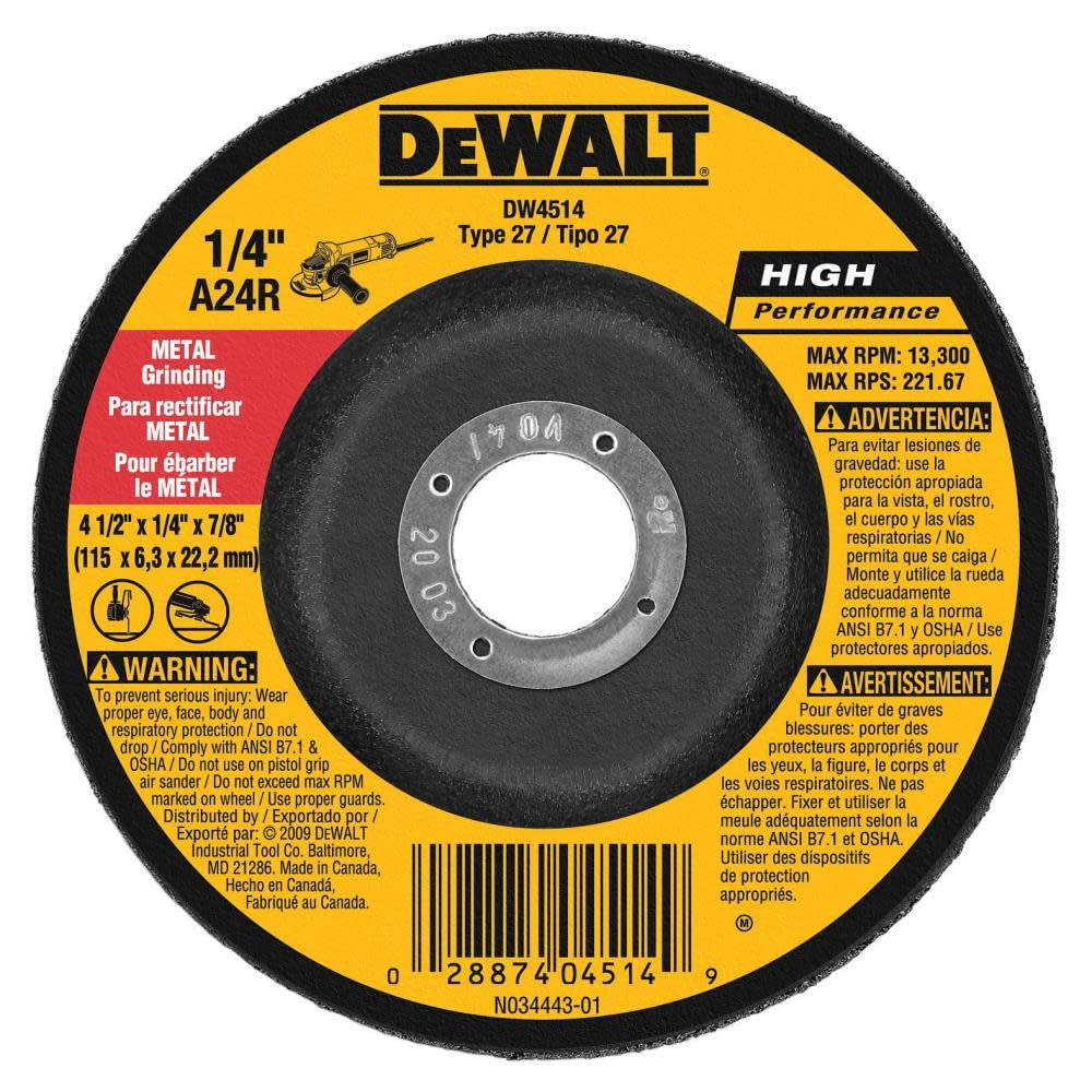 Foto 4 pulgar | Muela Abrasiva Dewalt Dw4514 1/4 De Grosor, 4,5 Cm De Diámetro - Venta Internacional.